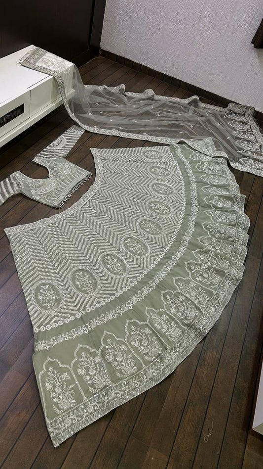 Light green Lengha Set With Duptta