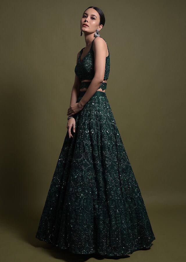Dark green Lehnga Set With Duptta