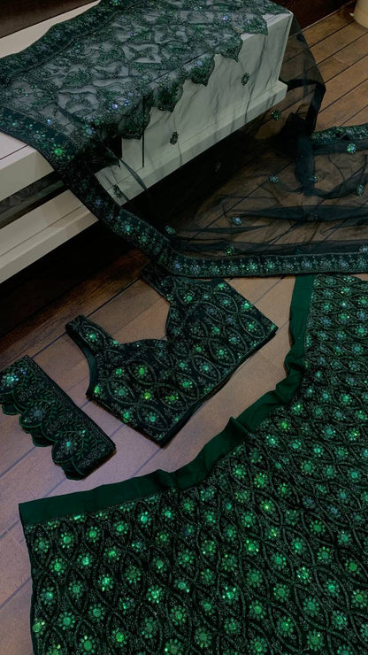 Dark green Lehnga Set With Duptta