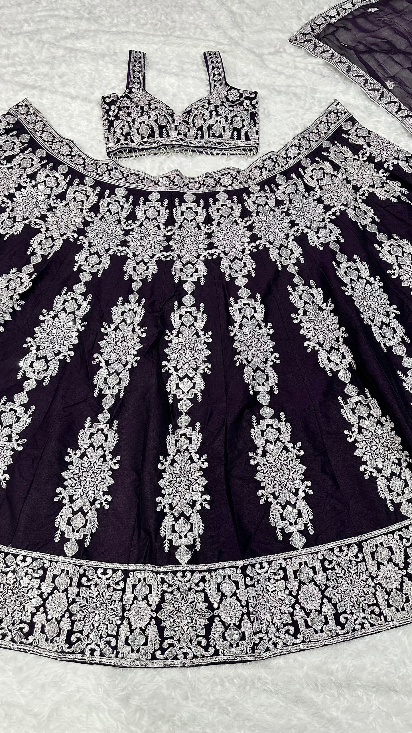 Royal Jet Lehnga Set With Dupatta