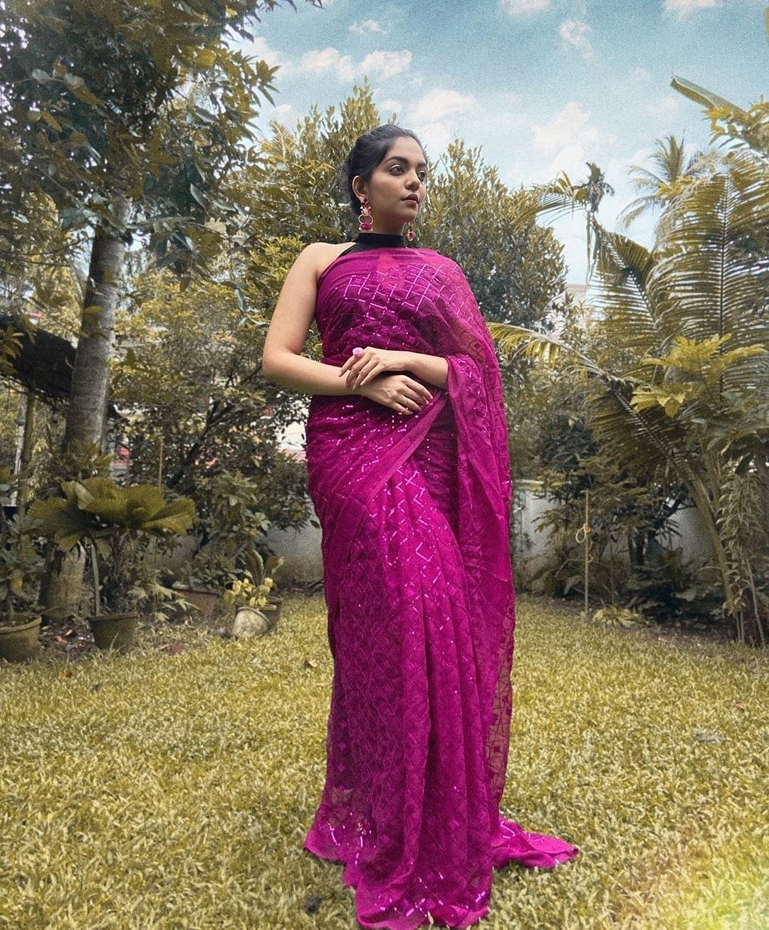 Dark Pink Saree