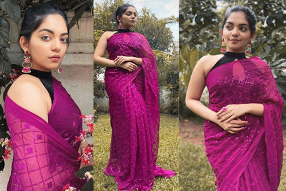 Dark Pink Saree