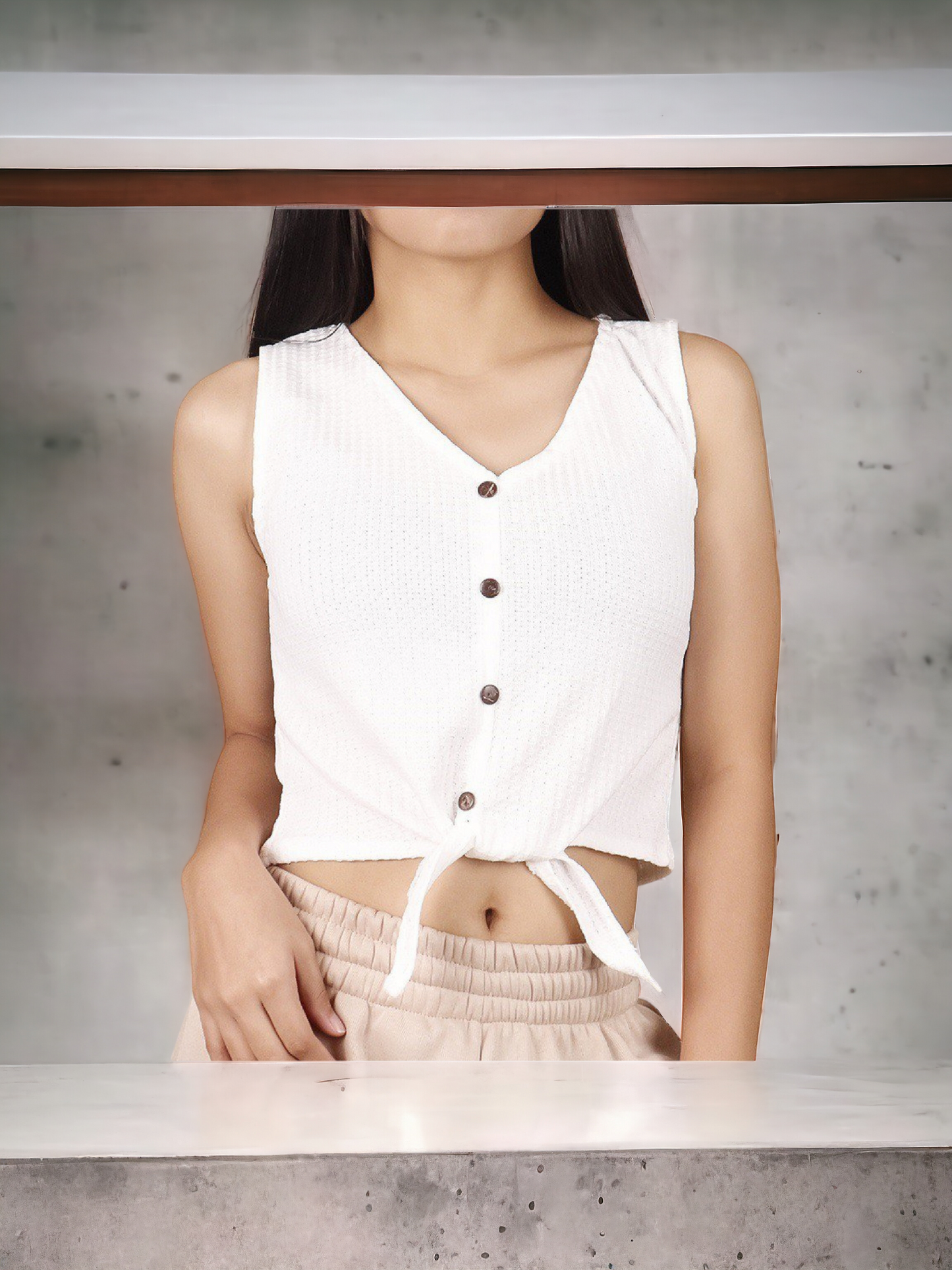 Sleevless Crop top Ghost White