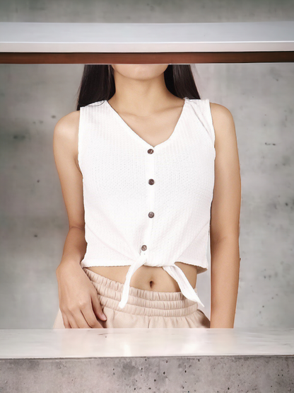 Sleevless Crop top Ghost White