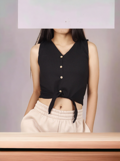 Sleevless Crop top Jet Black